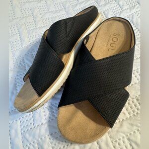 Soul Naturalizer Jessa Women Lady 9M Black Slides Criss Cross Sandals